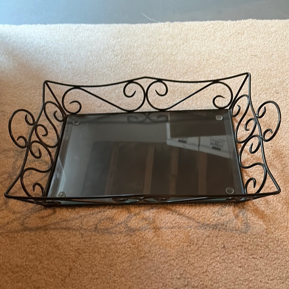 Elegant Black Metal Bath Tray